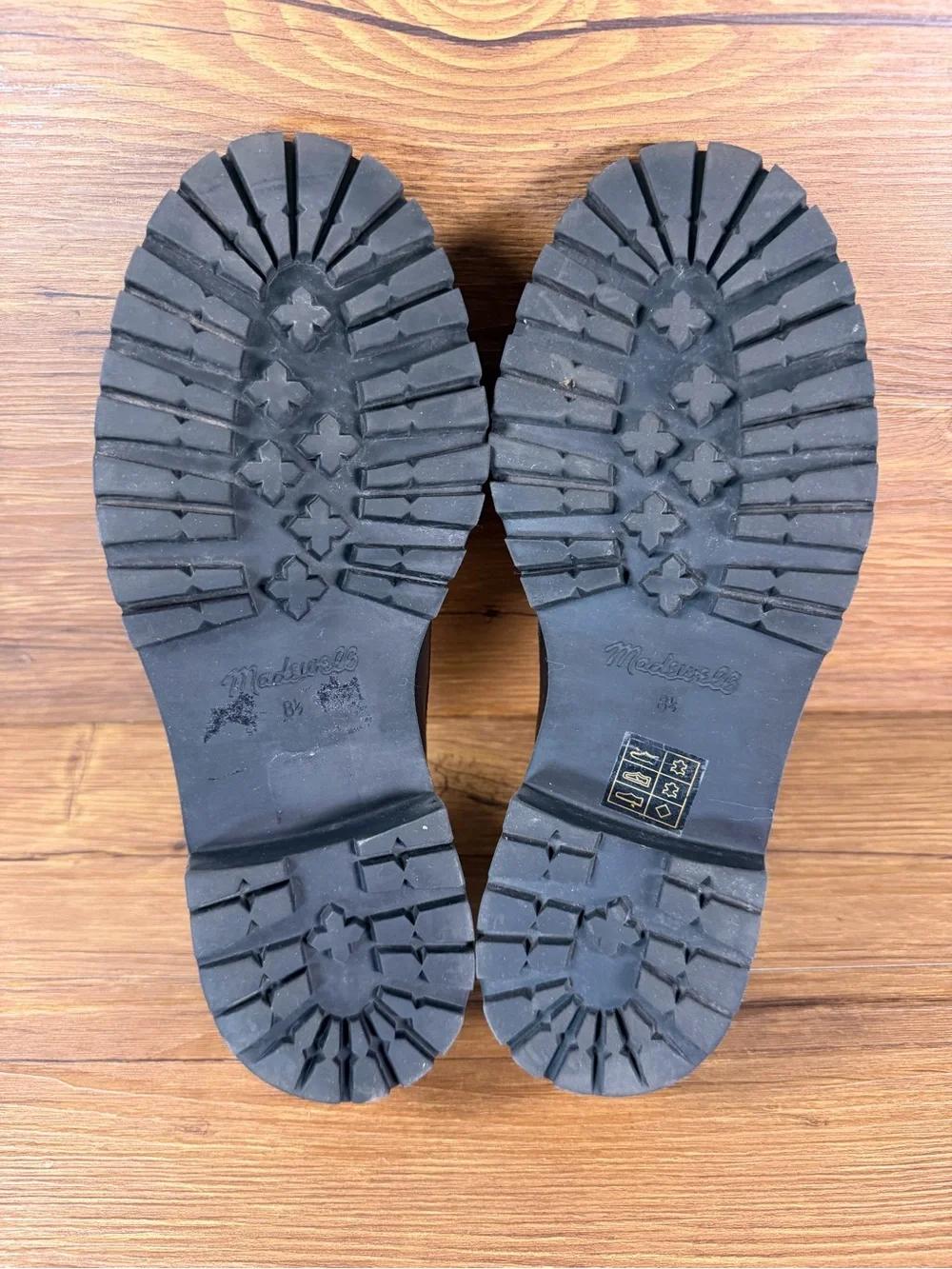 Madewell the Bradley Lug sole black leather‎ loafers Women’s Size 8.5
